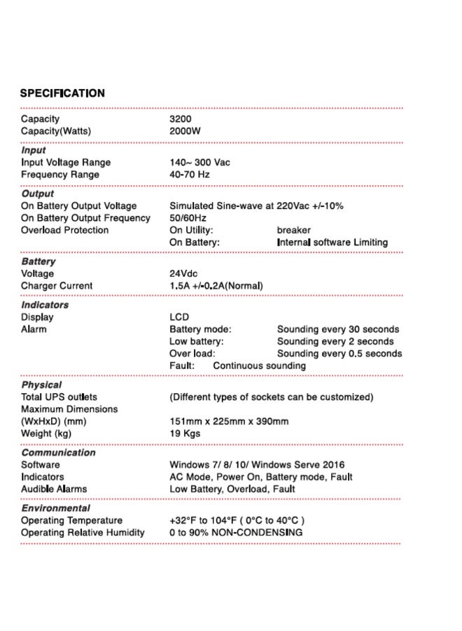 MERCURY ELITE 3200VA SMART UPS, 3200VA/2000W, OFFLINE, LCDVERSION, WITH 4X12V/9AH BATTERY - Image 5